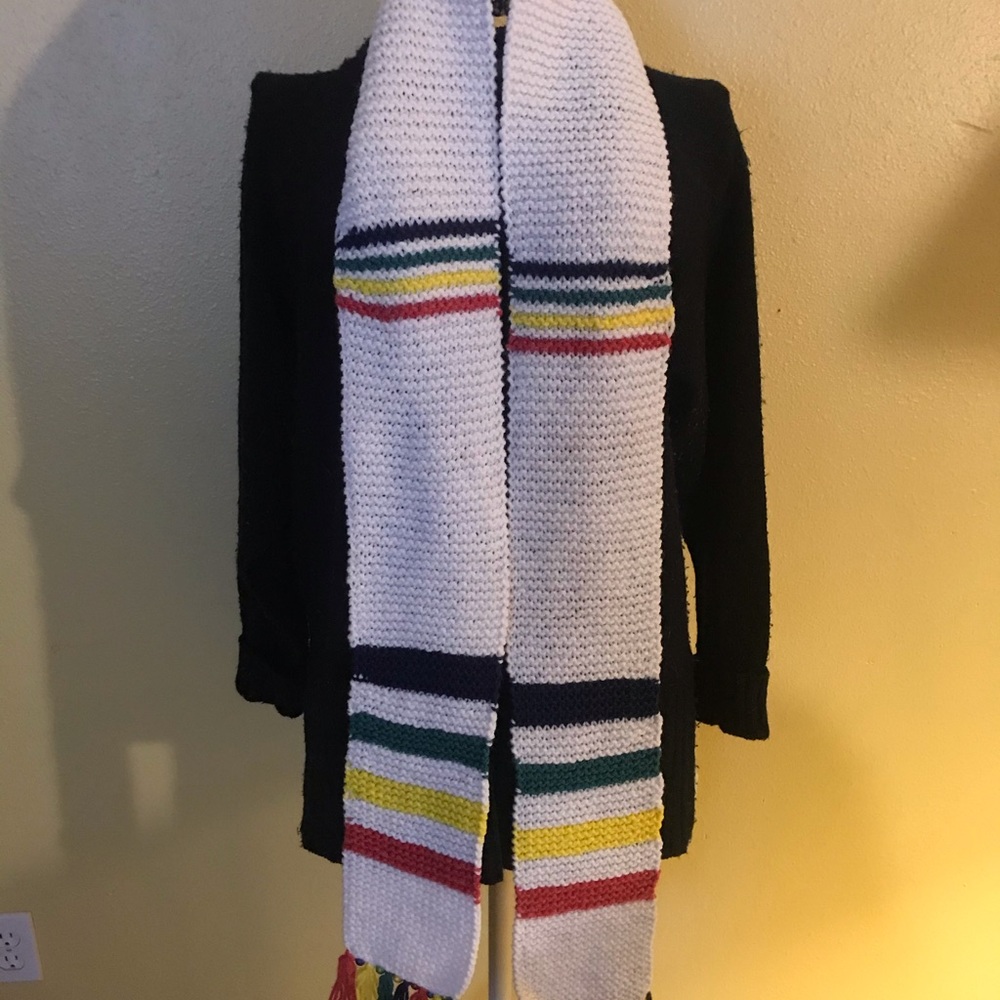 Whimsical and Rainbow Colored Knitted Scarf